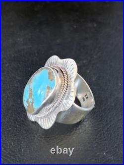 Blue Kingman Turquoise Navajo Sterling Silver Ring Size 6 13784