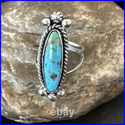 Blue Kingman Turquoise Navajo Sterling Silver Ring Size 7.5 18631