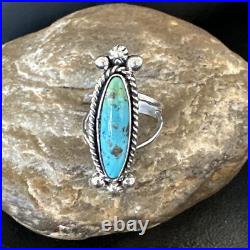 Blue Kingman Turquoise Navajo Sterling Silver Ring Size 7.5 18631