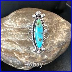 Blue Kingman Turquoise Navajo Sterling Silver Ring Size 7.5 18631