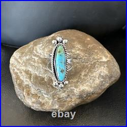 Blue Kingman Turquoise Navajo Sterling Silver Ring Size 7.5 18631
