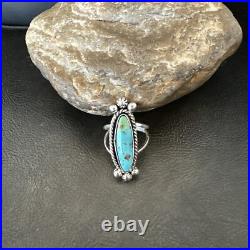 Blue Kingman Turquoise Navajo Sterling Silver Ring Size 7.5 18631