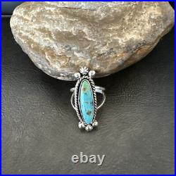 Blue Kingman Turquoise Navajo Sterling Silver Ring Size 7.5 18631