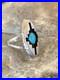 Blue Kingman Turquoise Shadowbox Navajo Sterling Silver Ring Size 6 12457