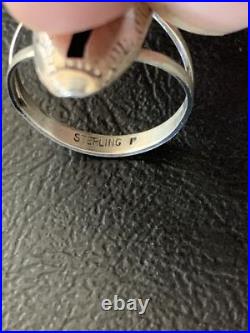 Blue Kingman Turquoise Shadowbox Navajo Sterling Silver Ring Size 6 12457