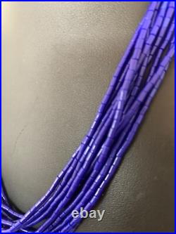 Blue Lapis Stabilized Heishi 10 Strand Sterling Silver Necklace 19 2018