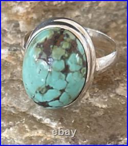 Blue Spiderweb Turquoise Navajo Sterling Silver Ring Size 6.5 11439