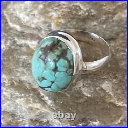 Blue Spiderweb Turquoise Navajo Sterling Silver Ring Size 6.5 11439