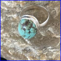 Blue Spiderweb Turquoise Navajo Sterling Silver Ring Size 6.5 11439