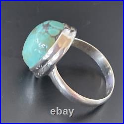 Blue Spiderweb Turquoise Navajo Sterling Silver Ring Size 6.5 11439