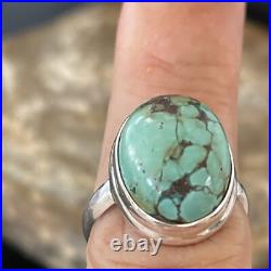 Blue Spiderweb Turquoise Navajo Sterling Silver Ring Size 6.5 11439