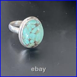 Blue Spiderweb Turquoise Navajo Sterling Silver Ring Size 6.5 11439
