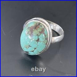 Blue Spiderweb Turquoise Navajo Sterling Silver Ring Size 6.5 11439