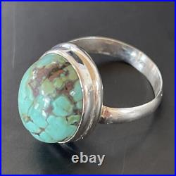 Blue Spiderweb Turquoise Navajo Sterling Silver Ring Size 6.5 11439