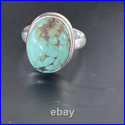 Blue Spiderweb Turquoise Navajo Sterling Silver Ring Size 6.5 11439