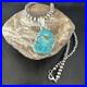 Blue Spiderweb Turquoise Pendant Navajo Pearls Sterling Silver Necklace 15572