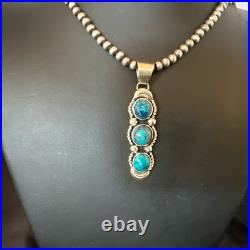 Blue Turquoise 3 Stone Navajo Sterling Silver Cluster Pendant 18193 Blue Turquoise 3 Stone Navajo Sterling Silver Cluster Pendant 18193