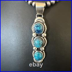 Blue Turquoise 3 Stone Navajo Sterling Silver Cluster Pendant 18193