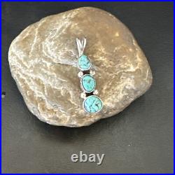 Blue Turquoise 3 Stone Navajo Sterling Silver Cluster Pendant Only 18349 Blue Turquoise 3 Stone Navajo Sterling Silver Cluster Pendant Only 18349