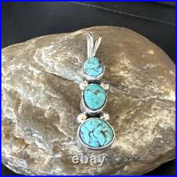 Blue Turquoise 3 Stone Navajo Sterling Silver Cluster Pendant Only 18349