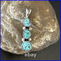 Blue Turquoise 3 Stone Navajo Sterling Silver Cluster Pendant Only 18349 Blue Turquoise 3 Stone Navajo Sterling Silver Cluster Pendant Only 18349