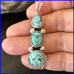 Blue Turquoise 3 Stone Navajo Sterling Silver Cluster Pendant Only 18349