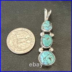 Blue Turquoise 3 Stone Navajo Sterling Silver Cluster Pendant Only 18349 Blue Turquoise 3 Stone Navajo Sterling Silver Cluster Pendant Only 18349