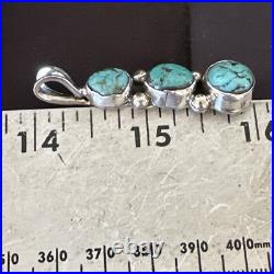 Blue Turquoise 3 Stone Navajo Sterling Silver Cluster Pendant Only 18349