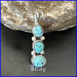 Blue Turquoise 3 Stone Navajo Sterling Silver Cluster Pendant Only 18349
