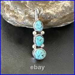 Blue Turquoise 3 Stone Navajo Sterling Silver Cluster Pendant Only 18349