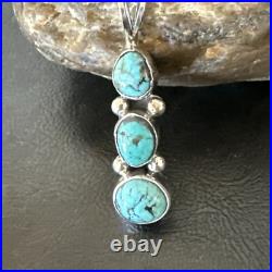 Blue Turquoise 3 Stone Navajo Sterling Silver Cluster Pendant Only 18349 Blue Turquoise 3 Stone Navajo Sterling Silver Cluster Pendant Only 18349