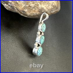 Blue Turquoise 3 Stone Navajo Sterling Silver Cluster Pendant Only 18349