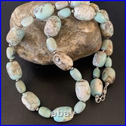 Blue Turquoise Bead Navajo Pearls Sterling Silver Necklace 20 12966