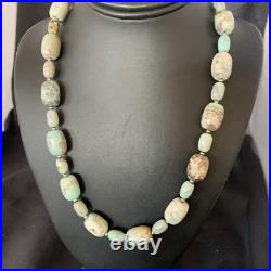 Blue Turquoise Bead Navajo Pearls Sterling Silver Necklace 20 12966
