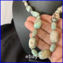 Blue Turquoise Bead Navajo Pearls Sterling Silver Necklace 20 12966