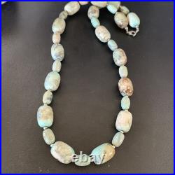 Blue Turquoise Bead Navajo Pearls Sterling Silver Necklace 20 12966