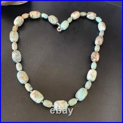 Blue Turquoise Bead Navajo Pearls Sterling Silver Necklace 20 12966