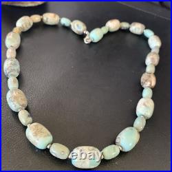 Blue Turquoise Bead Navajo Pearls Sterling Silver Necklace 20 12966