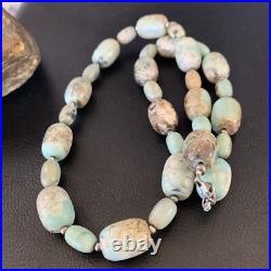 Blue Turquoise Bead Navajo Pearls Sterling Silver Necklace 20 12966