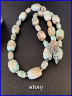 Blue Turquoise Bead Navajo Pearls Sterling Silver Necklace 20 12966