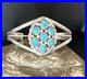 Blue Turquoise Cluster Navajo Sterling Silver Bracelet 15069