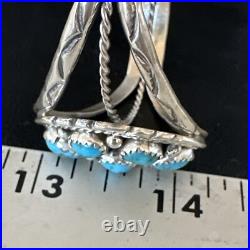 Blue Turquoise Cluster Navajo Sterling Silver Bracelet 15069