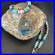 Blue Turquoise Jasper Pendant Lapis Navajo Pearls Sterling Silver Necklace 16928