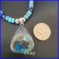 Blue Turquoise Jasper Pendant Lapis Navajo Pearls Sterling Silver Necklace 16928
