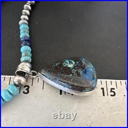 Blue Turquoise Jasper Pendant Lapis Navajo Pearls Sterling Silver Necklace 16928