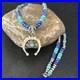 Blue Turquoise Lapis Naja Pendant Navajo Pearls Sterling Silver Necklace 14638