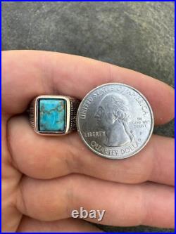 Blue Turquoise Mens Real Solid 925 Silver Navajo Native American Inspired Ring Blue Turquoise Mens Real Solid 925 Silver Navajo Native American Inspired Ring