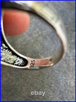 Blue Turquoise Mens Real Solid 925 Silver Navajo Native American Inspired Ring