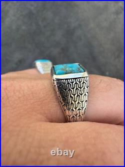 Blue Turquoise Mens Real Solid 925 Silver Navajo Native American Inspired Ring Blue Turquoise Mens Real Solid 925 Silver Navajo Native American Inspired Ring