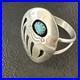 Blue Turquoise Navajo Sterling Silver BearPaw Ring Size 8 15362